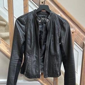 Express Black leather motto jacket